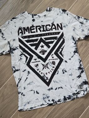 American Fighter Black & White Tie-Dye Graphic Tee